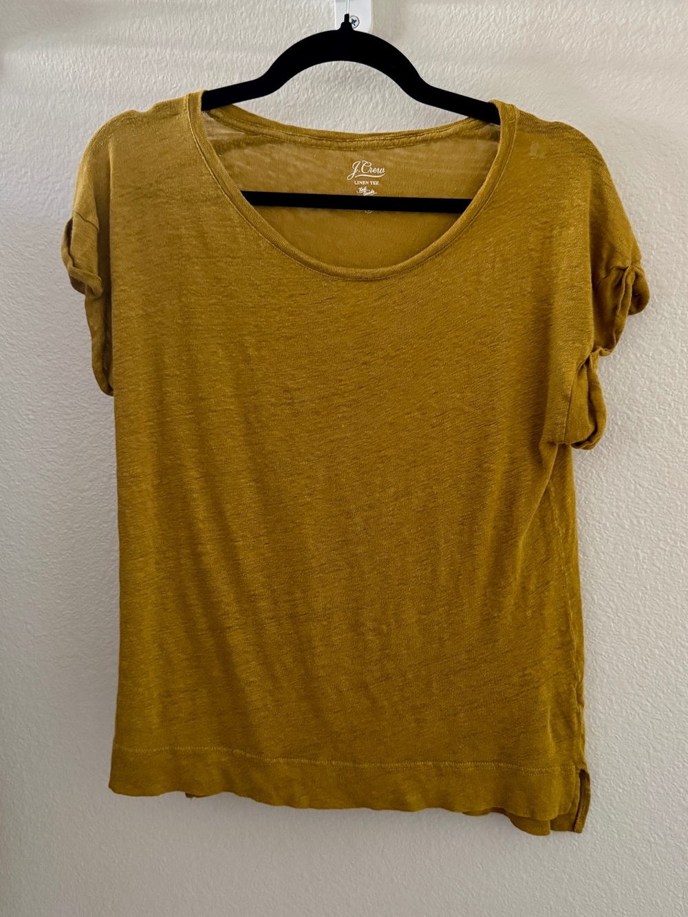 J. Crew Linen Blend Short Sleeve Tee in Mustard